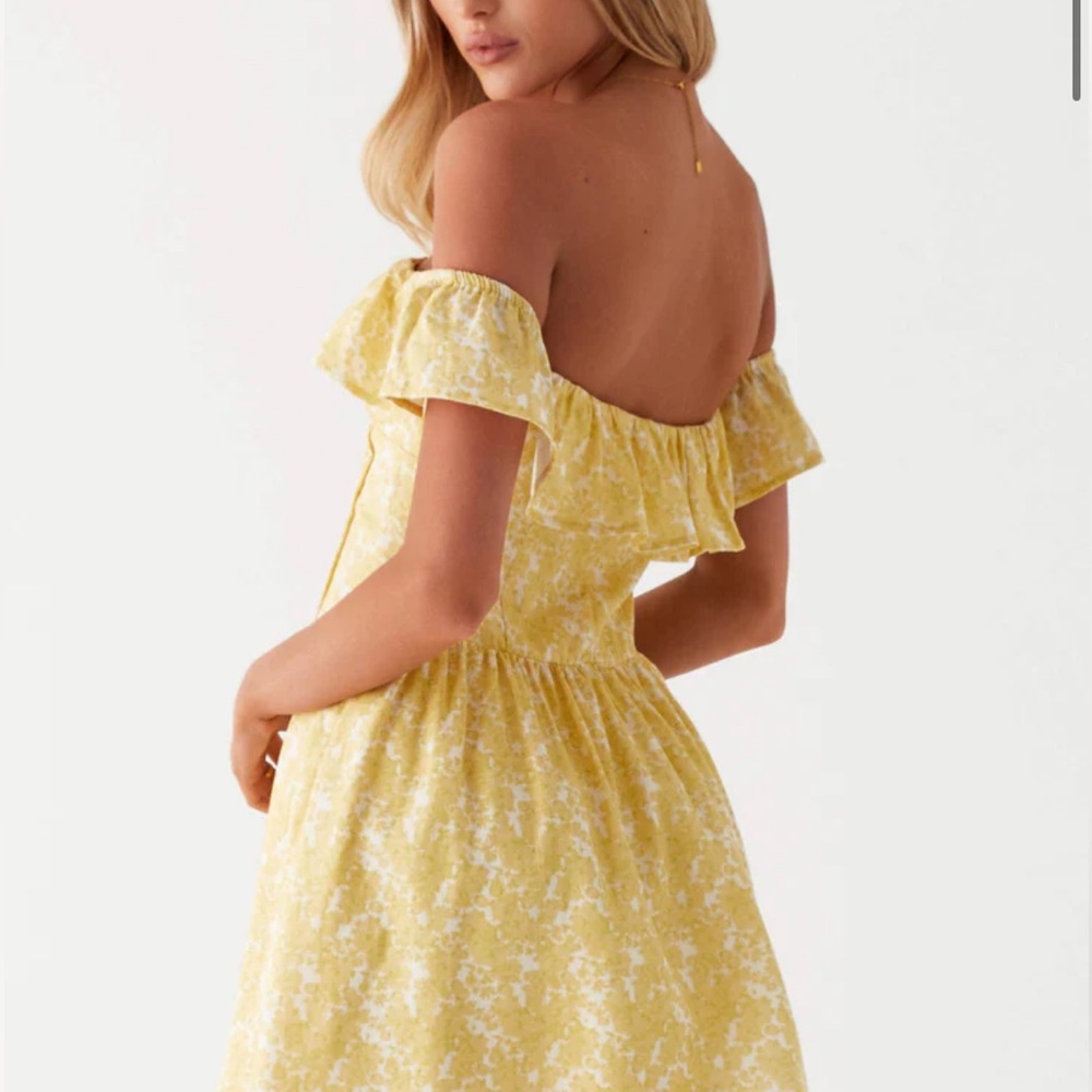 Peppermayo Strapless Yellow Floral Dress - Picture 3 of 4